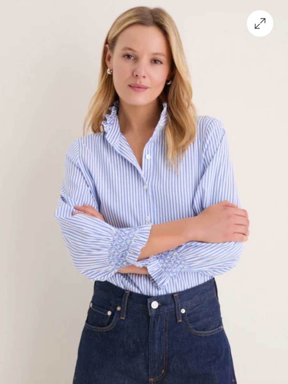 Tuckernuck Blue and White Teagan Popover Top